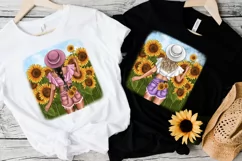 Clipart Sunflowers, Fashionable Girl with Sunflowers. Product Image 8