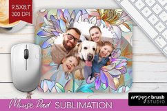 Stained Glass Photo Mouse Pad PNG - Flowers Picture Frame Product Image 1