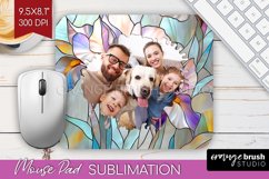 Stained Glass Photo Mouse Pad PNG - Flowers Picture Frame Product Image 1
