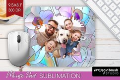 Stained Glass Photo Mouse Pad PNG - Flowers Picture Frame Product Image 1