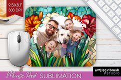 Stained Glass Photo Mouse Pad PNG - Flowers Picture Frame Product Image 1