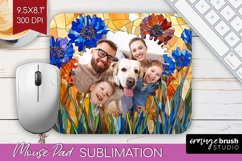 Stained Glass Photo Mouse Pad PNG - Flowers Picture Frame Product Image 1