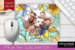 Stained Glass Photo Mouse Pad PNG - Flowers Picture Frame Product Image 1