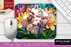 Stained Glass Photo Mouse Pad PNG - Flowers Picture Frame Product Image 1