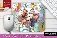 Stained Glass Photo Mouse Pad PNG - Flowers Picture Frame Product Image 1