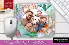 Stained Glass Photo Mouse Pad PNG - Flowers Picture Frame Product Image 1