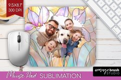 Stained Glass Photo Mouse Pad PNG - Flowers Picture Frame Product Image 1