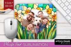 Stained Glass Photo Mouse Pad PNG - Flowers Picture Frame Product Image 1