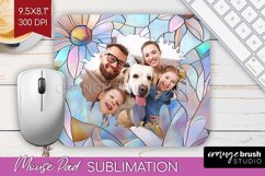 Stained Glass Photo Mouse Pad PNG - Flowers Picture Frame Product Image 1