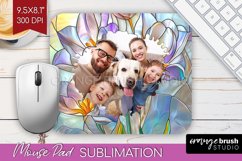 Stained Glass Photo Mouse Pad PNG - Flowers Picture Frame Product Image 1