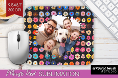 Retro Flowers Photo Mouse Pad PNG - Floral Picture Frame Pad Product Image 1