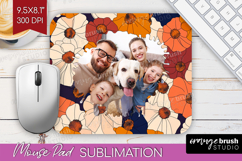 Retro Flowers Photo Mouse Pad PNG - Floral Picture Frame Pad Product Image 1