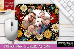 Retro Flowers Photo Mouse Pad PNG - Floral Picture Frame Pad Product Image 1