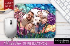 Stained Glass Photo Mouse Pad PNG - Flowers Picture Frame Product Image 1