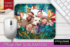 Stained Glass Photo Mouse Pad PNG - Flowers Picture Frame Product Image 1