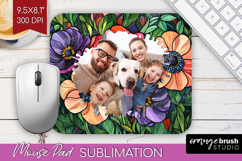 Stained Glass Photo Mouse Pad PNG - Flowers Picture Frame Product Image 1