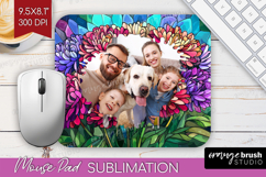 Stained Glass Photo Mouse Pad PNG - Flowers Picture Frame Product Image 1