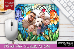 Stained Glass Photo Mouse Pad PNG - Flowers Picture Frame Product Image 1