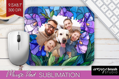 Stained Glass Photo Mouse Pad PNG - Flowers Picture Frame Product Image 1
