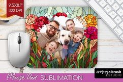 Stained Glass Photo Mouse Pad PNG - Flowers Picture Frame Product Image 1