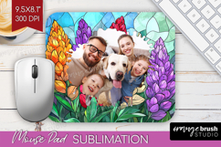 Stained Glass Photo Mouse Pad PNG - Flowers Picture Frame Product Image 1
