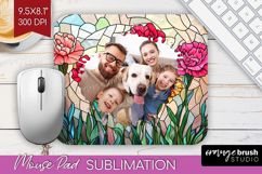 Stained Glass Photo Mouse Pad PNG - Flowers Picture Frame Product Image 1