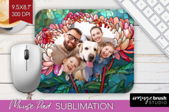 Stained Glass Photo Mouse Pad PNG - Flowers Picture Frame Product Image 1