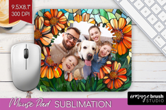 Stained Glass Photo Mouse Pad PNG - Flowers Picture Frame Product Image 1