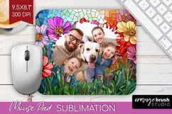 Stained Glass Photo Mouse Pad PNG - Flowers Picture Frame Product Image 1