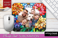 Stained Glass Photo Mouse Pad PNG - Flowers Picture Frame Product Image 1