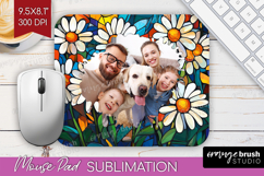 Stained Glass Photo Mouse Pad PNG - Flowers Picture Frame Product Image 1
