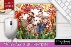 Stained Glass Photo Mouse Pad PNG - Flowers Picture Frame Product Image 1