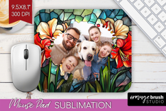Stained Glass Photo Mouse Pad PNG - Flowers Picture Frame Product Image 1