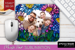 Stained Glass Photo Mouse Pad PNG - Flowers Picture Frame Product Image 1