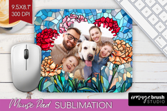 Stained Glass Photo Mouse Pad PNG - Flowers Picture Frame Product Image 1