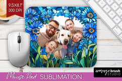Stained Glass Photo Mouse Pad PNG - Flowers Picture Frame Product Image 1