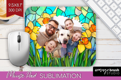 Stained Glass Photo Mouse Pad PNG - Flowers Picture Frame Product Image 1