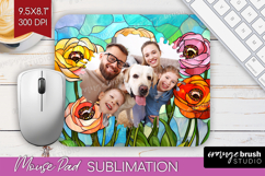 Stained Glass Photo Mouse Pad PNG - Flowers Picture Frame Product Image 1