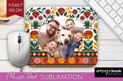 Folk Flowers Photo Mouse Pad PNG - Floral Picture Frame Pad Product Image 1