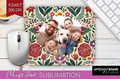 Folk Flowers Photo Mouse Pad PNG - Floral Picture Frame Pad Product Image 1