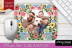 Folk Flowers Photo Mouse Pad PNG - Floral Picture Frame Pad Product Image 1