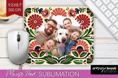 Folk Flowers Photo Mouse Pad PNG - Floral Picture Frame Pad Product Image 1