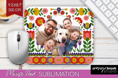 Folk Flowers Photo Mouse Pad PNG - Floral Picture Frame Pad Product Image 1