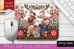 Folk Flowers Photo Mouse Pad PNG - Floral Picture Frame Pad Product Image 1