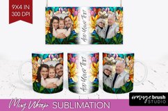 Stained Glass Photo Mug Wrap PNG - Flowers Picture Frame Mug Product Image 1