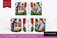 Stained Glass Photo Mug Wrap PNG - Flowers Picture Frame Mug Product Image 1