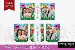Stained Glass Photo Mug Wrap PNG - Flowers Picture Frame Mug Product Image 1