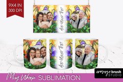 Stained Glass Photo Mug Wrap PNG - Flowers Picture Frame Mug Product Image 1