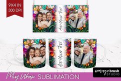 Stained Glass Photo Mug Wrap PNG - Flowers Picture Frame Mug Product Image 1
