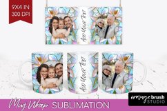 Stained Glass Photo Mug Wrap PNG - Flowers Picture Frame Mug Product Image 1